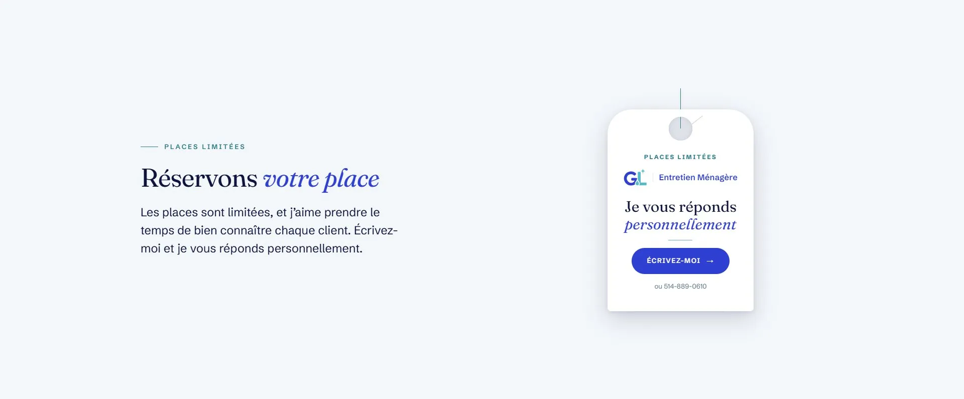 GL Entretien Ménager: booking section