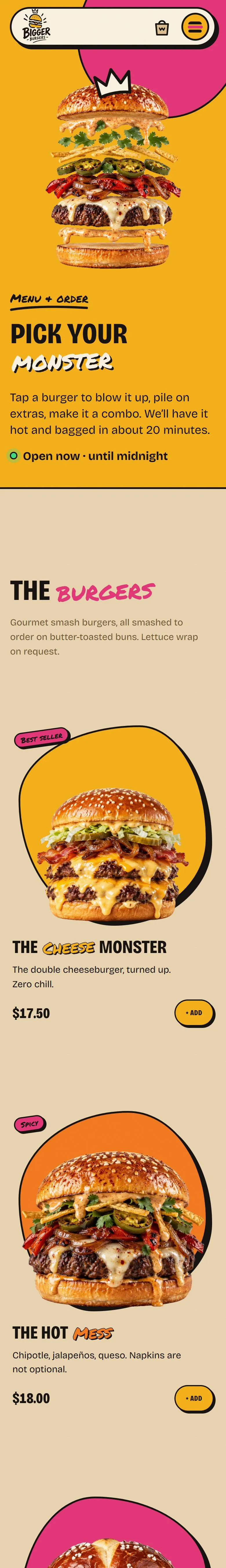 Bigger Burgers: Restaurant · online ordering